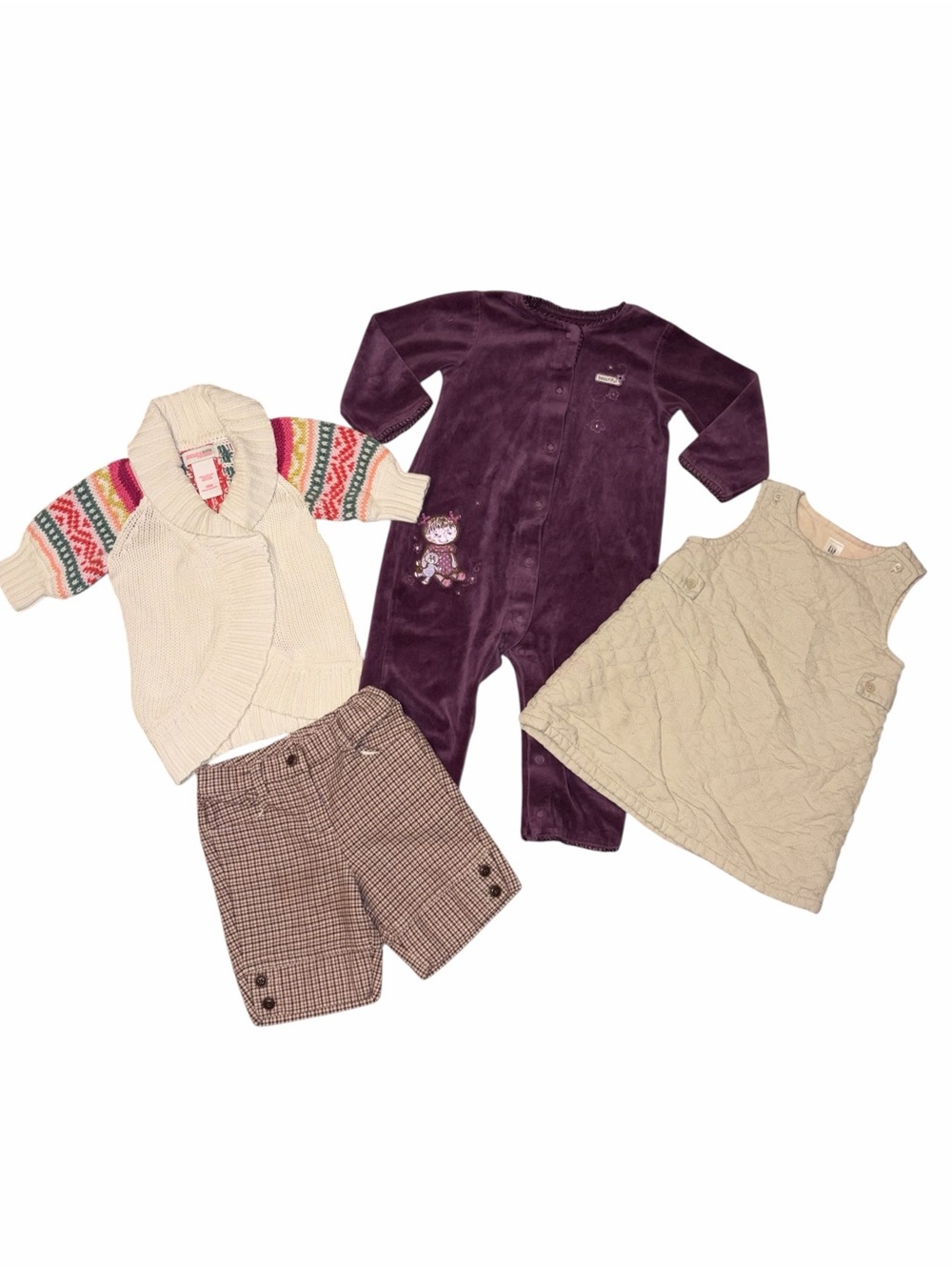 Y2K Baby Gap Carter’s Girls 12-18M 4pc Fall Bundle Houndstooth Cable Knit Preppy